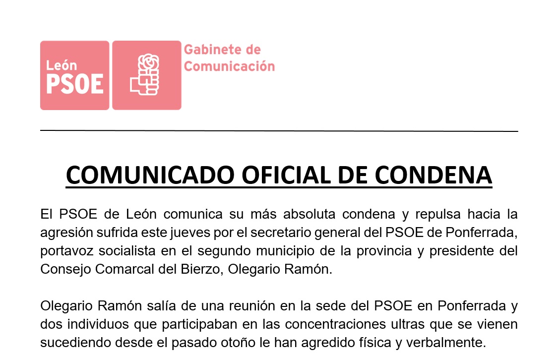 COMUNICADO OFICIAL DE CONDENA